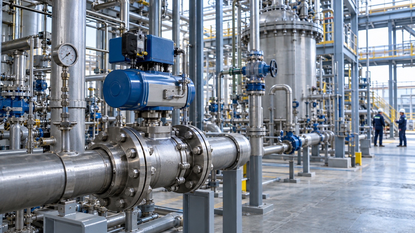 Actuated industrial valve in a process plant