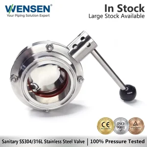 1 1.5 2 3 4 Inch Food Grade 304SS 316L Sanitary Stainless Steel Tri Clover Clamp Manual Butterfly Valve for Water