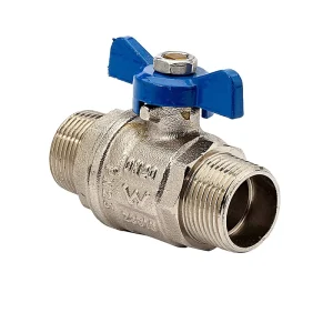 1/2″-1″ Nickel Plated Brass Ball Valve Male PN25 DN20 With Blue Aluminum Butterfly Handle Factory Spot