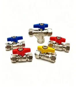 1/2″ 3/4″ Brass PPR Ball Valve Set 5 Pcs Red/Blue/Yellow Handles Manual OEM Threaded EPDM Sealing Wall-Mounted 200 PSI