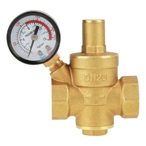 1/2″ Brass Adjustable Pressure Regulator Valve with 160 PSI Gauge for RV Camper Travel Trailer
