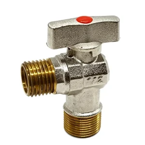 1 2 Inch Brass Angle Stop Valve Control Set Red Blue Handle Hot Cold Water Bathroom Toilet Water Heater (with Escutcheons)
