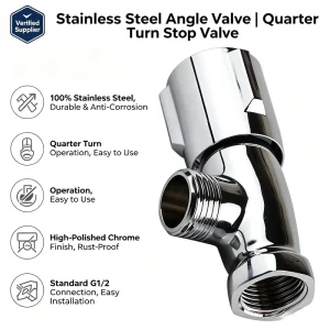 1/2 Inch Chrome Plated Polished Stainless Steel Modern Ceramic Angle Valve for Hotel Use