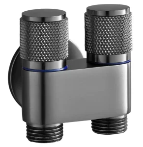 1 2 Inch Stainless Steel Gunmetal Gray Universal PTFE Cartridge Angle Valve Male Connection 0.8MPa Pressure Cold Hot Water