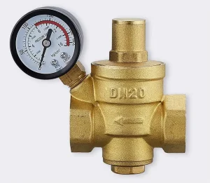 1/2 Inch to 2 Inch Brass Adjustable Water Pressure Reducing and Relief Valve with Pressure Gauge