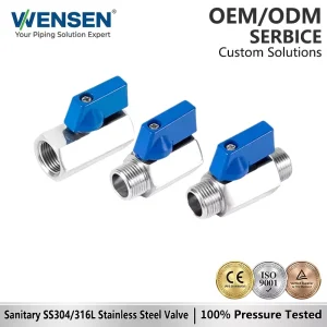 1/2″ NP Bsp Ball Valve Mini Stainless Steel Screw Ball Valve with 304 316 BSPT Internal & External Threads Manual Power