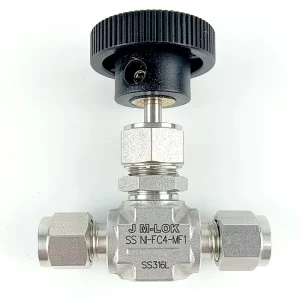 1 4 OD Double Ferrule Manual Needle Valve Stainless Steel Integral Bonnet Straight Pattern 1 Way