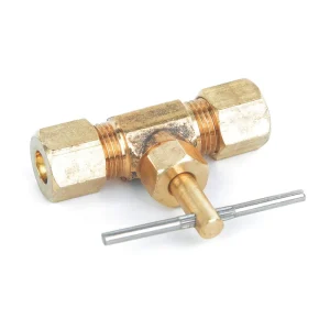 1/4″ OD x 180 Forged Brass Needle Valve Male Thread Low Pressure Lead-Free Leak-Proof for Gas Pneumatic Systems
