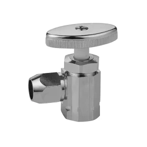 1/4 Turn Brass Angle Stop Valve 1/2 Inch Inlet 3/8 Inch Outlet Compression Water Shut Off Valve for Plumbing