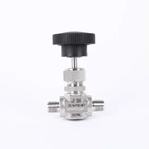 1/8 NPT Male Thread Stainless Steel 316L Manual Needle Valve with Integral Bonnet Straight Pattern Handle Wheel