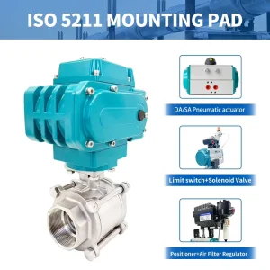 1″ DN25 1000 WOG IP68 On off Type SS304 PTFE Seat AC 24V Electric Actuator 3PC Ball Valve in Stock with CE ISO9001 TUV Certified