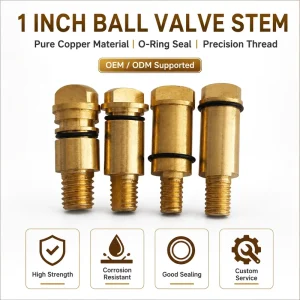 1 Inch Brass Ball Valve Stem Accessories Pure Copper Valve Stem Shut-Off Valve Screw Rod Parts ODM Customized