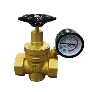 1-Inch Brass Pressure Reducing Valve with Pressure Gauge