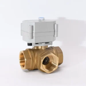 1″ Three Way T Type IP67 Waterproof Motorized Ball Valve 12V 24V 2 Wire 2 Point Control Brass Electric Ball Valve
