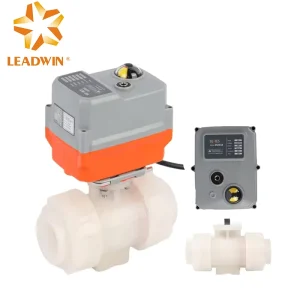 12V 24V DC 2 Port Plastic Motor Operated Ball Valve Manual Backup OEM Service for Chemical Water Pipeline System