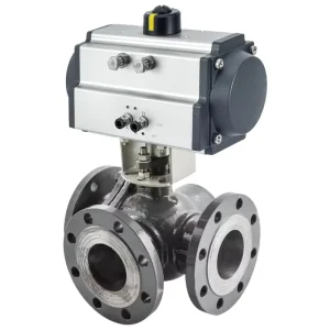 2 Inch 12V 24V Female Threaded WCB Casting Steel Pneumatic Actuator Flange 3 Way Ball Valve With Pneumatic Actuator