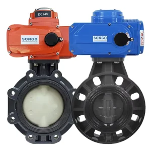 2 Inch DC 12V 24V Wafer Type L/T Lug Type IP67 IP68 Waterproof Electric Actuator UPVC Plastic Motorized Butterfly Valve