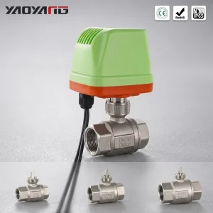 2 Way Plastic Actuator Brass Valve Body Electric Ball Valve Water DN15 DN25 IP52 Waterproof No Heat Motorized CE RoHS