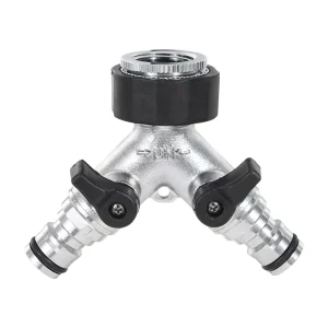 2 Way Shut Off Brass Valve Chrome Plating 1/2″& 3/4″ Adapter Water Hose Y Connector for Garden With Y-distributor Tap Adapter