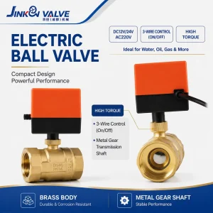 2-Way Threaded Water Shutoff Valve Compact Motorized Actuator HVAC Irrigation Plumbing Bronze Electric Ball Valve