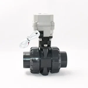 2 Way UPVC Double Union Motorized Ball Valve DC24V AC220V Corrosion Resistant PVC Electric Actuator Ball Valve OEM