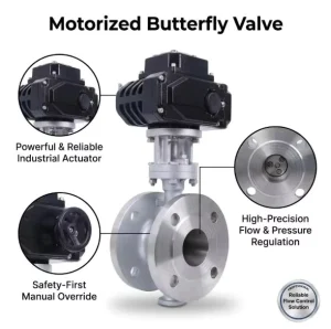 2Inch DN50 PN16 Flanged Electric Valve Stainless Steel Motorized Butterfly Valve Flow Control Electric Butterfly Valve
