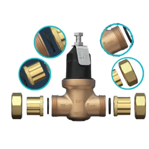 3 4″ 1″ NR3XL Pressure Reducing Valve with Double Union FNPT Copper Sweat Connection