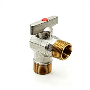 3 4″ Brass Manual Angle Stop Valve Red Blue T Handle Hot Cold Water Control Flow Escutcheon Plates for Bathroom Water Heater