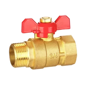 3/4 Inch Brass Male Female Thread Ball Valve Butterfly Handle Straight Shut Off Ball Valve for Water Heating Pipeline