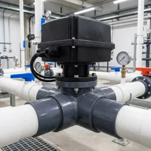 3-Way Electric PVC Ball Valve L-Port/T-Port Motorized Plastic Valve for Water Treatment