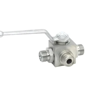 3 Way High Pressure Carbon Steel Hydraulic Ball Valve SS Ball Core Metric Imperial Male Thread Industrial Direct Supply