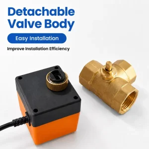 3 Way Motorized Chrome Plated Brass Ball Valve Electric Actuated T Port Water HVAC Control OEM PTFE Sealing 1.6MPa Pressure