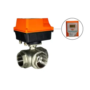 3-Way Motorized Stainless Steel Ball Valve with Temperature-Proportional Flow Control, 24V RS485 Remote Water Valve