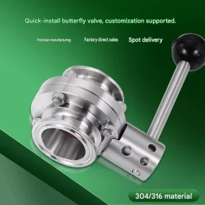 304 316L Stainless Steel Quick connect Butterfly Valve Food grade Sanitary Manual Quick connect Clamp Chuck for Dust Discharge