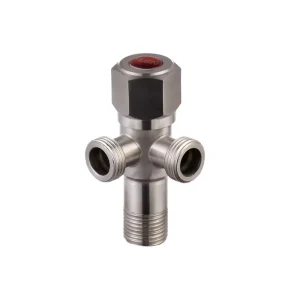 304 Brushed Nickel Stainless Steel 1-Inlet 2-Outlet Angle Valve, Water Stop Valve