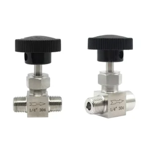 304 Stainless Steel 1/4″ Male-to-Male Needle Valve with Round Handle