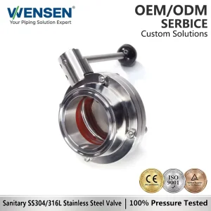 304 Stainless Steel 2in Quick Clamp Butterfly Valve Light Duty Manual Valve