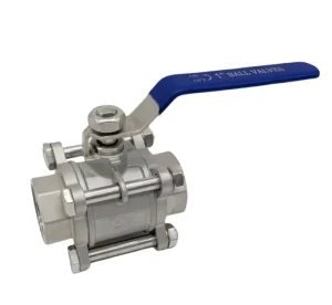304 Stainless Steel 3 Piece Threaded Ball Valve Q11F-16P Internal Thread Manual Shutoff Valve for Gas