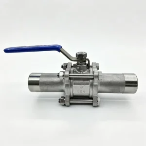 304 Stainless Steel 3 piece Welded Ball Valve with Extended Flanged Connection
