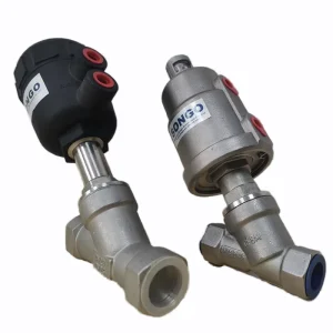 304 Stainless Steel Double-Acting Pneumatic Angle Seat Valve for Air, Water, and Steam with NPT Thread