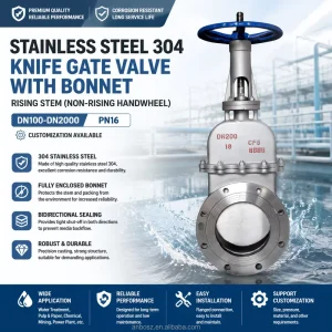 304 Stainless Steel Enclosed Bonnet Knife Gate Valve Flanged Bidirectional Sealing DN100-DN2000 PN16 Wastewater Slurry Sewage
