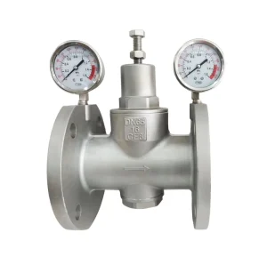 304 Stainless Steel Flange Pressure Reducing Valve with Dual Shockproof Pressure Gauges DN20 DN25 DN50 DN80 for Water