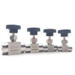 304 Stainless Steel Male Thread Needle Valve NPT 1/4 Female Thread Shut-off Valve 2-Fraction US-Style Flow Control Valve