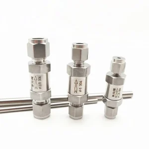 304 Stainless Steel One Way Check Valve Double Ferrule Hexagonal Card Sleeve Available Sizes 6MM 8MM 10MM for Instrument Tubes