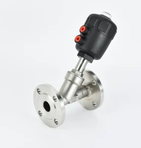 304 Stainless Steel Pneumatic Angle Seat Valve High Temperature Steam Y Type Cut off Valve for Gas Media Flange Design