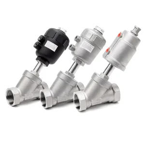304 Stainless Steel Pneumatic Angle Seat Valve with Female Thread Y Type High Temperature Steam Threaded Cut off Valve
