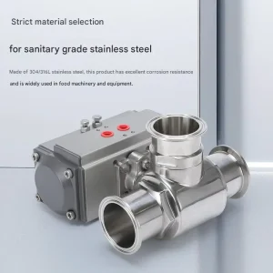 304 Stainless Steel Pneumatic Quick-Release Three-Way Sanitary Clamp Ball Valve
