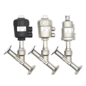 304 Stainless Steel Quick install Pneumatic Angle Seat Valve Y Type Plastic Head High Temperature Resistant Clamp Valve SS304