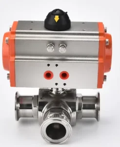 304 Stainless Steel Sanitary Tri Clamp Pneumatic Tee Ball Valve Quick Opening Tee Pneumatic Quick Fitting Ball Valve