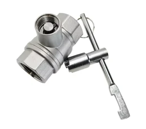 304 Stainless Steel Serrated Locking Shut-off Valve with Key Operation 1/4″ Threaded